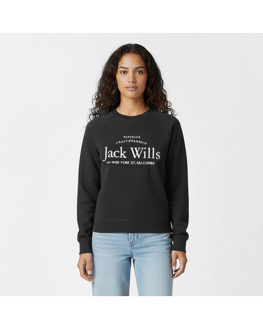 Jack Wills Black Hunston Graphic Crew Neck Sweatshirt