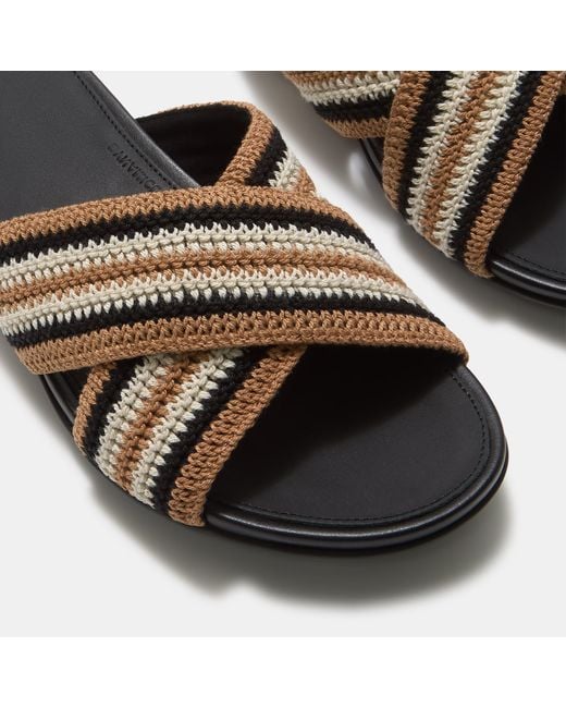 Fitflop Brown Gracie Stripe-Webbing Cross Slides