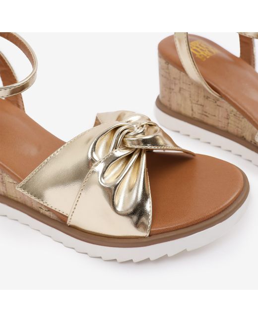 Where's That From Metallic Pu Katara Knot Detail Wedge Shoes