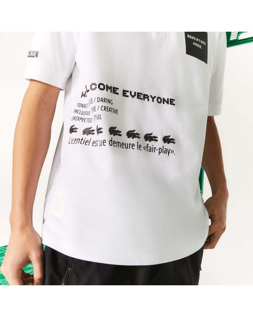 Lacoste White Live X Minecraft Polo Shirt for men