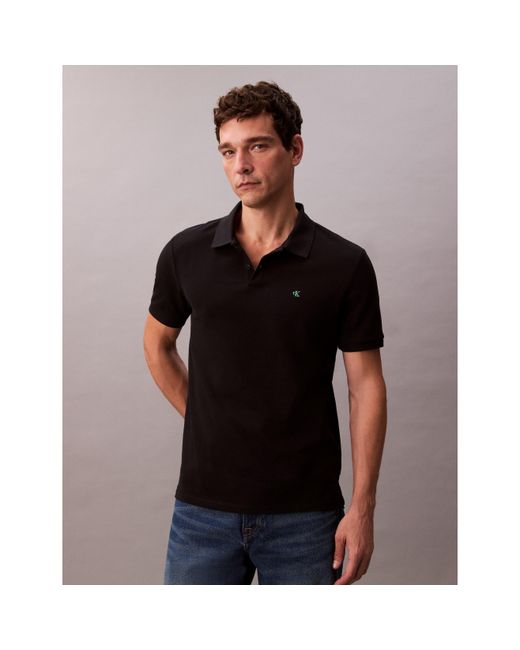 Calvin Klein Black Ckj Pique Short-Sleeve Polo Shirt for men