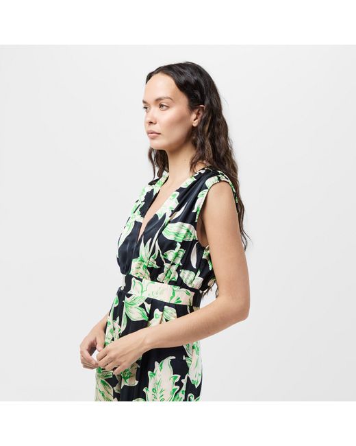 AX Paris Blue Floral Print V Neck Sleeveless Jumpsuit