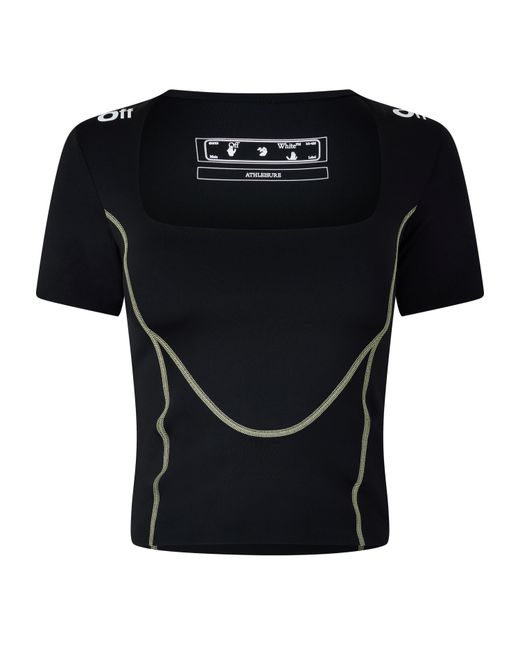 Off-White c/o Virgil Abloh Black Off Cropped Square Neck Regular Fit T-Shirt
