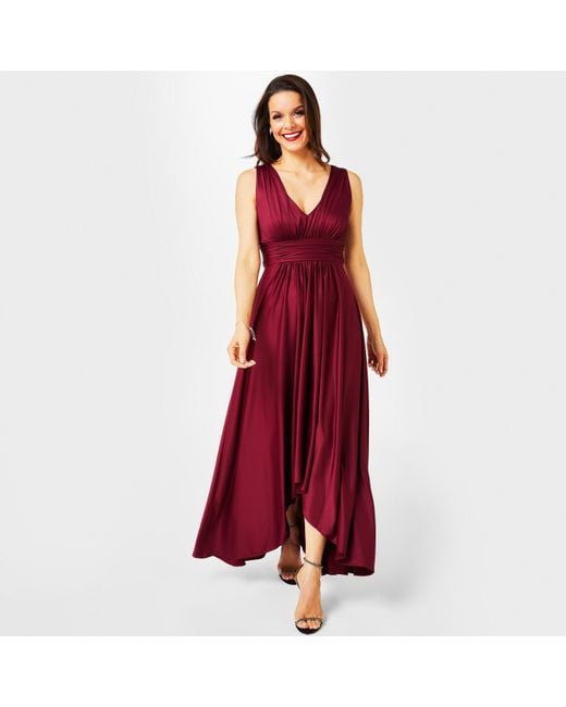 Biba Red Bridesmaid Dip Hem Maxi Dress