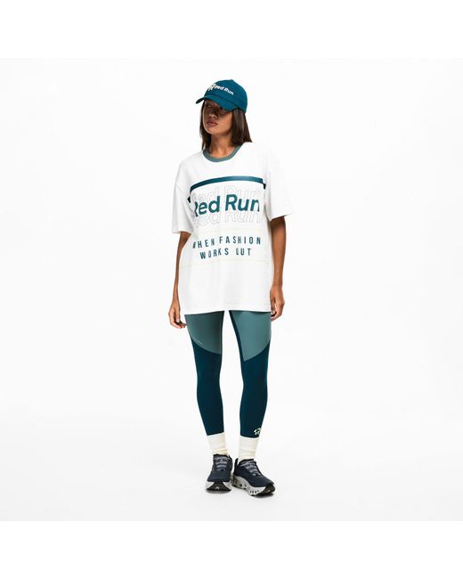 Red Run Blue Skyline Oversized Graphic T-Shirt