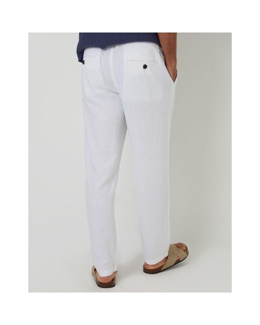 Threadbare White Linen Straight Leg Trouser for men