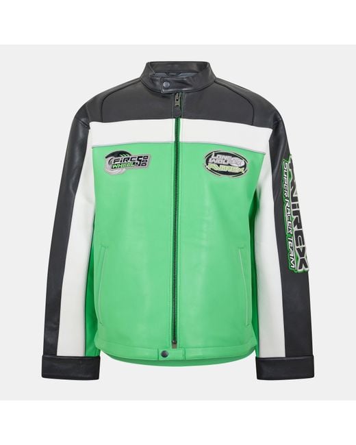 Avirex Green Lonewolf Leather Jacket for men
