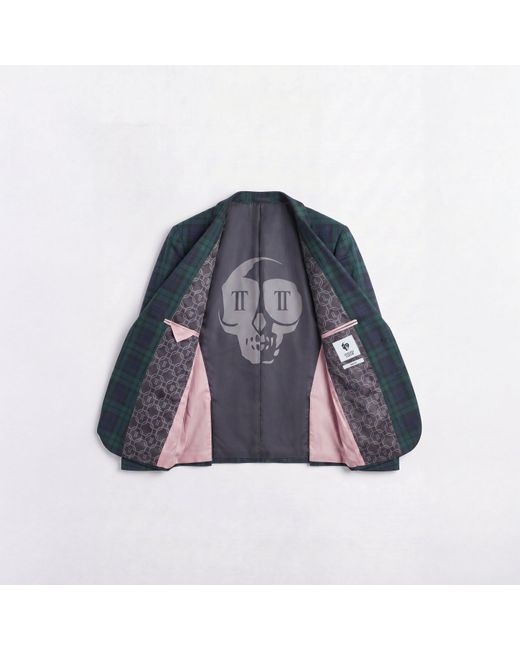 Twisted Tailor Blue Ginger Slim Fit Tartan Suit Jacket for men