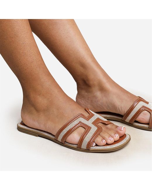 Where's That From Brown Wheres Cut Out Strap Detail Flat Sandals