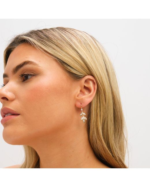 Jon Richard Metallic Plated Crystal Leaf Drop Fish Hook Earrings