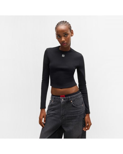 HUGO Black Long Sleeve Logo T-Shirt