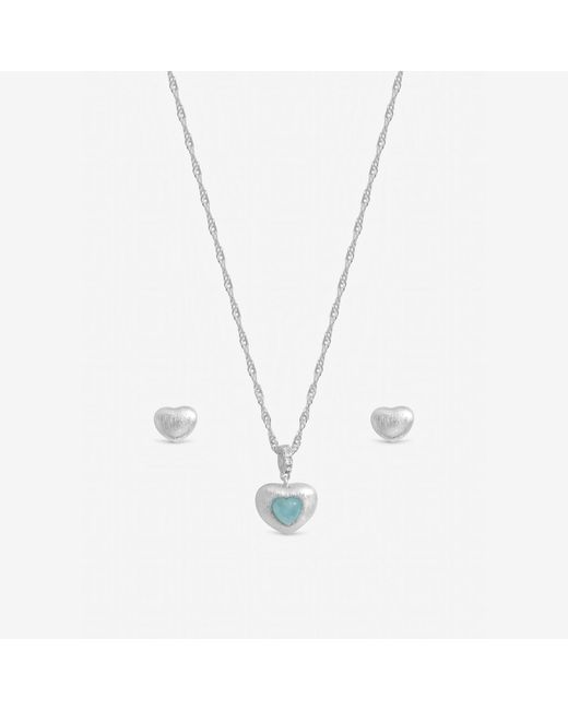 Inicio Blue Plated Satin Heart Set
