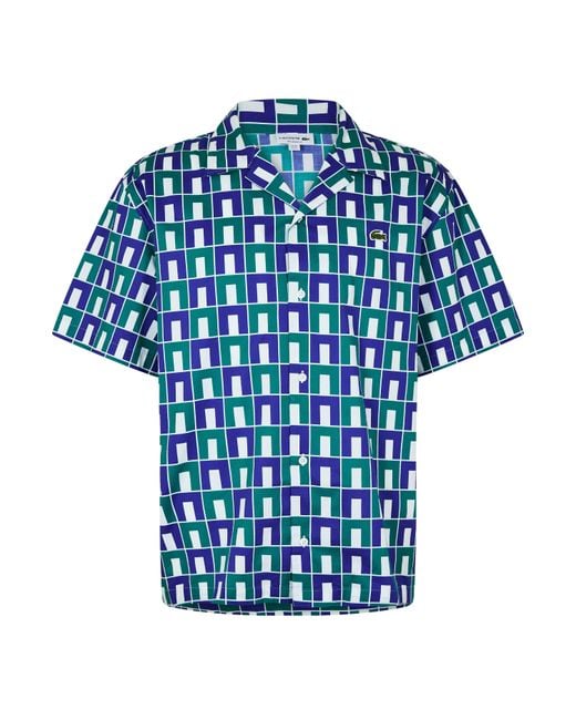 Lacoste Blue Short Sleeved Monogram Print Shirt for men