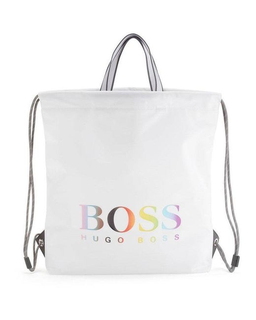 Boss White Tlove Drawstring Backpack for men
