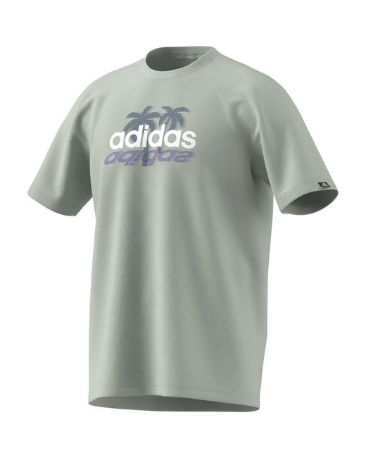 Adidas Blue Graphic Logo T-Shirt for men