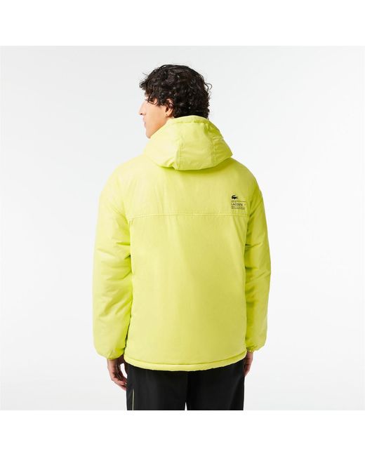 Lacoste Yellow Padded Popover Hooded Jacket for men