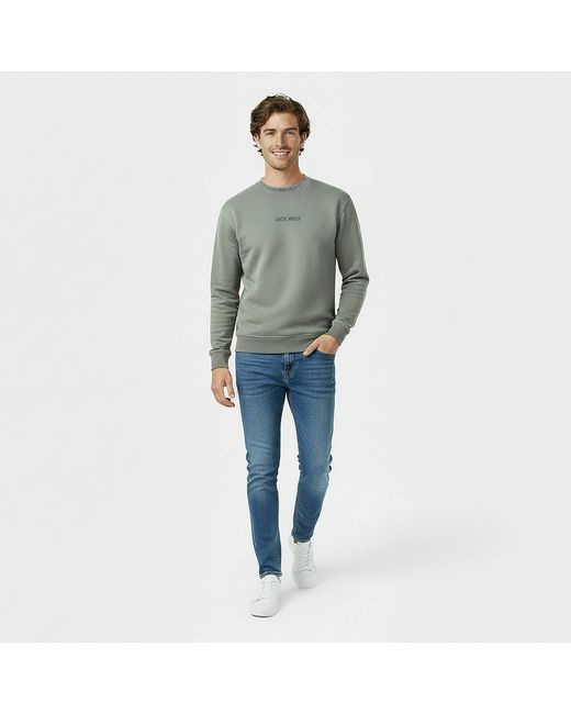 Jack Wills Gray Jacquard Crew Sweatshirt for men