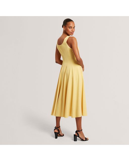 Ted Baker Yellow Panelled Scoop Neck Sleeveless Midi Dress