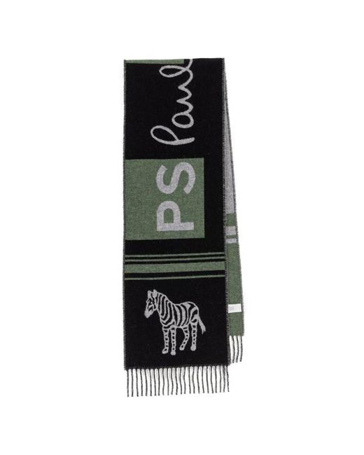 PS by Paul Smith Black Ps Zebra Team Scarf Sn41 for men