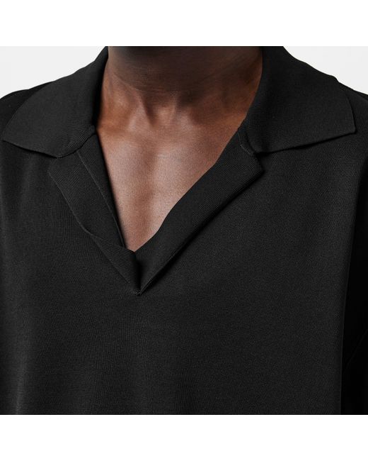 AMI Black Knitted Short-Sleeve Polo Shirt for men