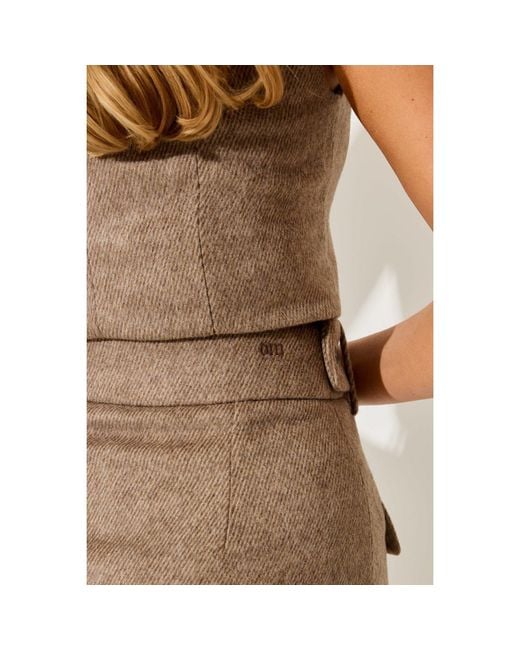 Odd Muse Brown Tweed Cut Out Top