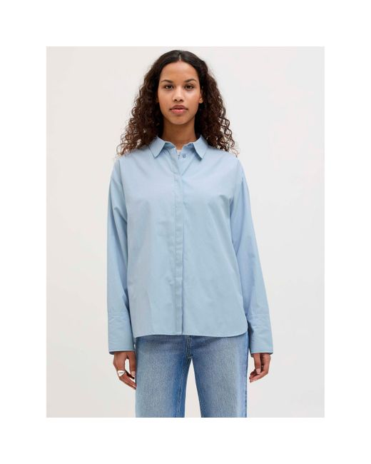 JJXX Blue Caro Poplin Relaxed Shirt Ladies