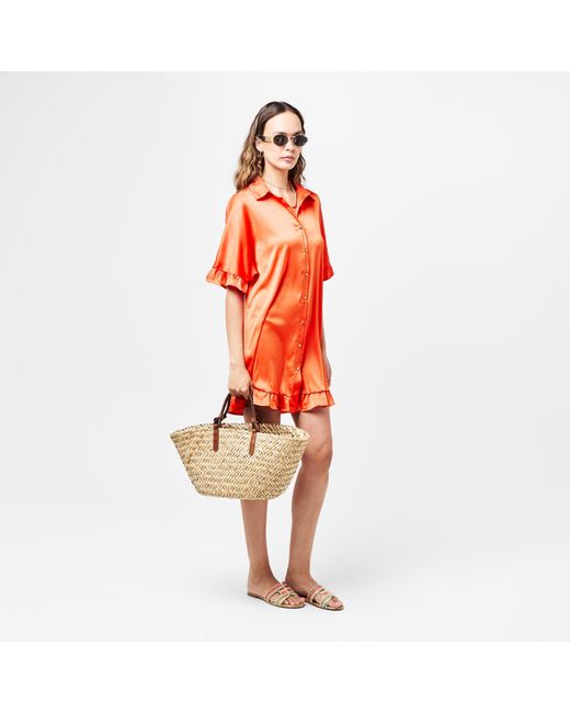 AX Paris Orange Frill Detail Button Front Shirt Dress