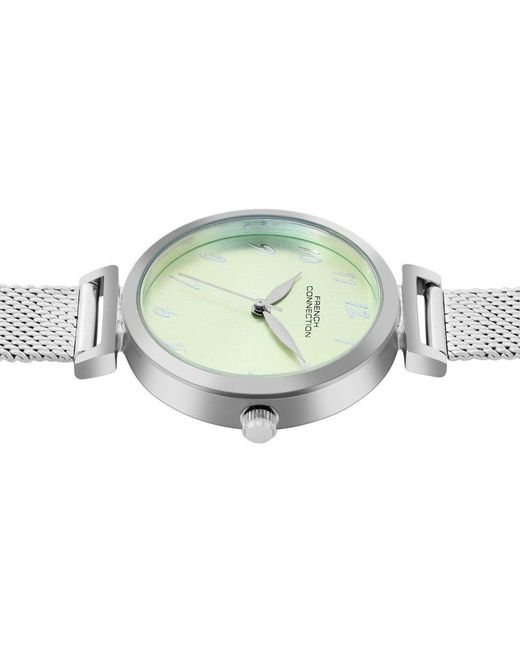 French Connection Metallic Case Round Shape Strap Quartz Watch