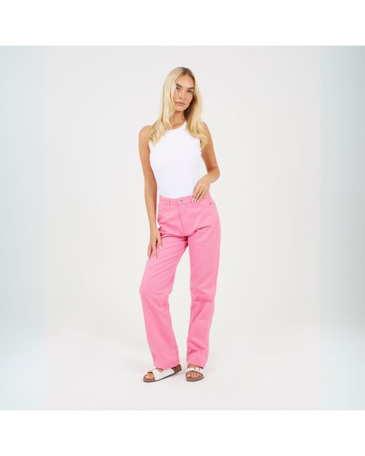 Brave Soul Pink Para Straight Leg Jeans