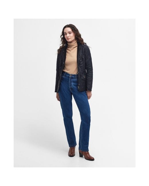 Barbour Blue Cavalry Polarquilt Diamond-Quilted Fleece-Lined Long Sleeve Slim Fit Quilted Jacket