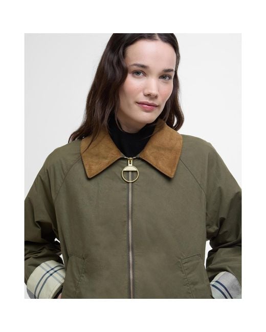 Barbour Green Catlin Showerproof Cotton Long Sleeve Rain Anorak