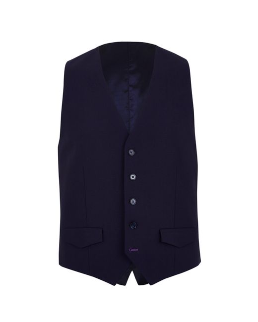 Without Prejudice Blue Kilburn Slim Fit Waistcoat for men