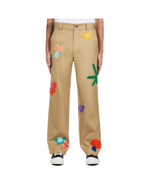 NAHMIAS Yellow Patch Work Relaxed Fit Straight Leg Trousers for men