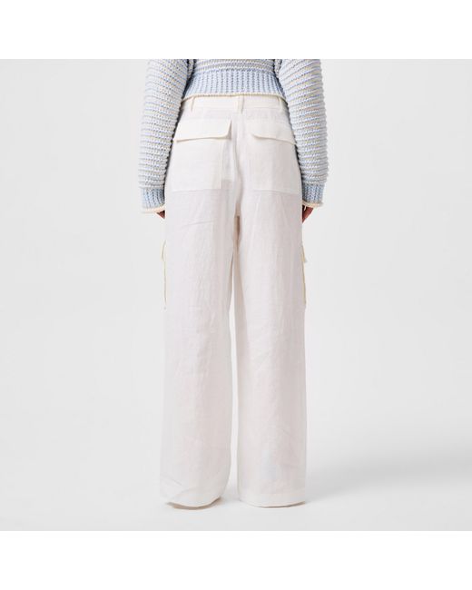 LoveShackFancy White Pora Linen Cargo Trousers