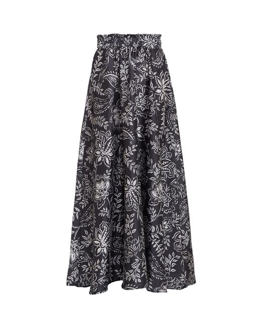 Gina Bacconi Gray Dakota Satin Elastic Waist Skirt