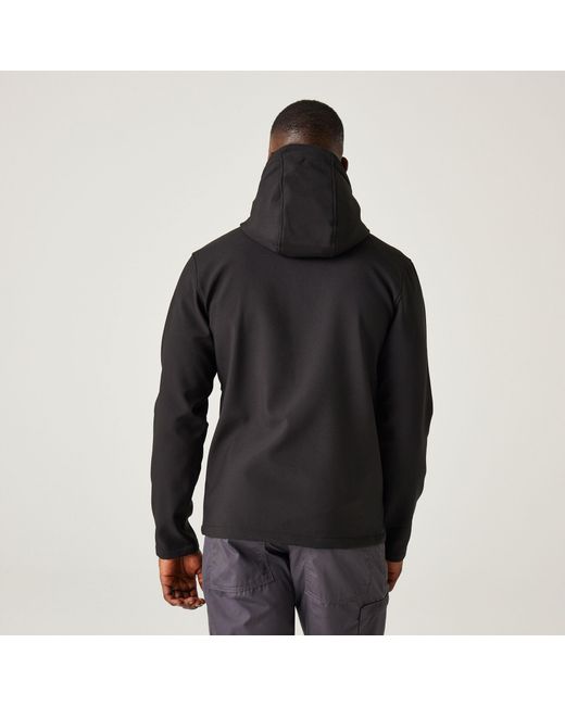 Regatta Black Navigate 2 Layer Hooded Softshell Jacket for men