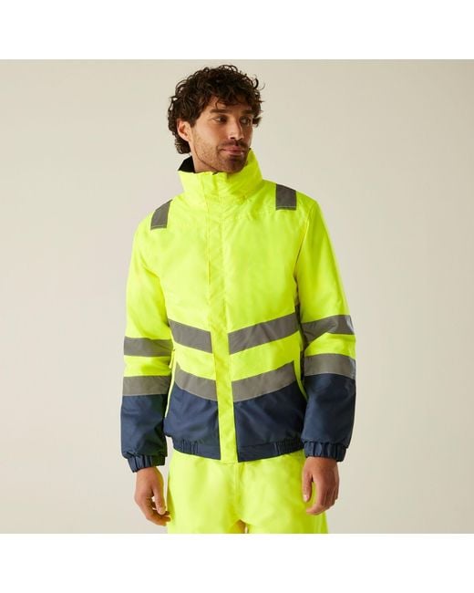 Regatta Green Waterproof Hi-Vis Bomber Jacket for men