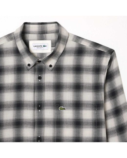 Lacoste Gray Regular Fit Flannel Shirt for men