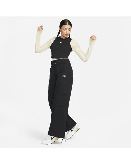 Nike Black Sportswear Chill Knit Tight Cropped Mini-Rib Tank Top