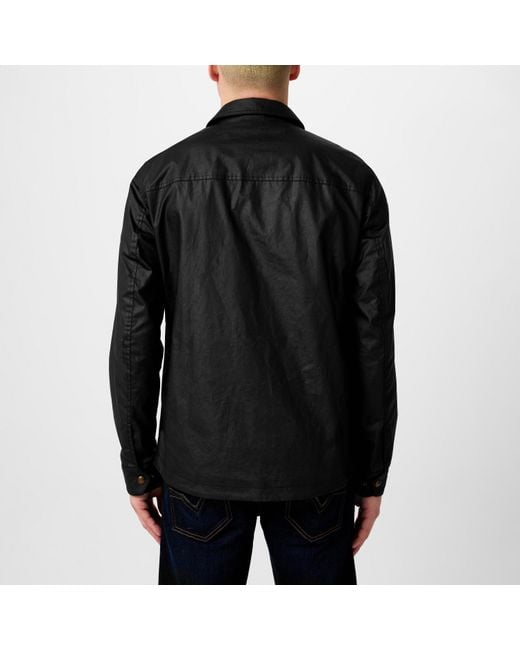 Belstaff Black Tour Waxed Cotton Waterproof Long Sleeve Overshirt for men
