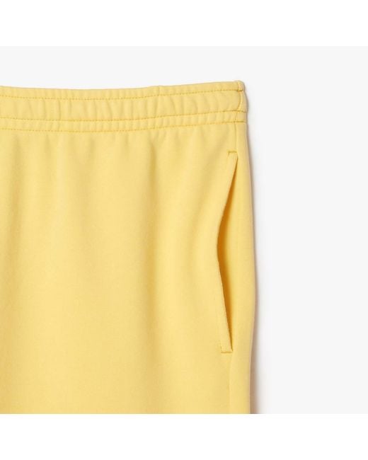Lacoste Yellow Washed Effect Printed Fleece Shorts for men