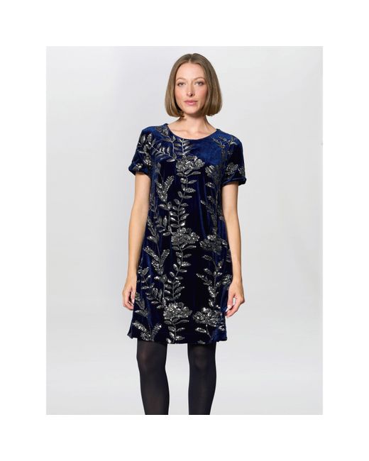 Gina Bacconi Black Cleopatra Embroidered Velvet Dress