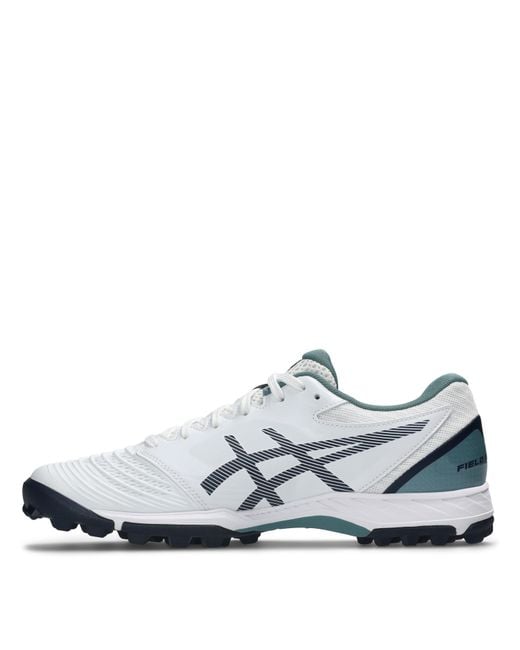 Asics White Field Astro Hockey Shoes for men