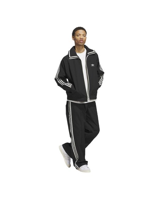 Adidas Black Three Stripes Patterned Collared Neck Shell Jacket for men