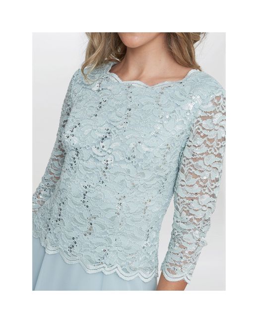 Gina Bacconi Blue Rona Midi Dress With Bodice And Skirt