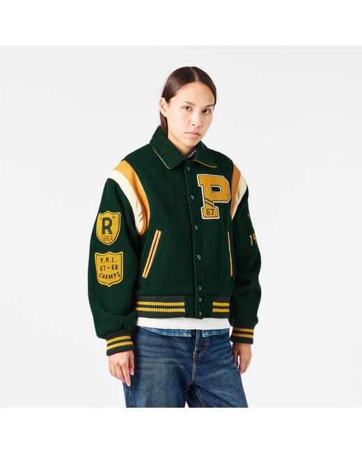 Polo Ralph Lauren Green Deep Wool Blend Varsity Jacket