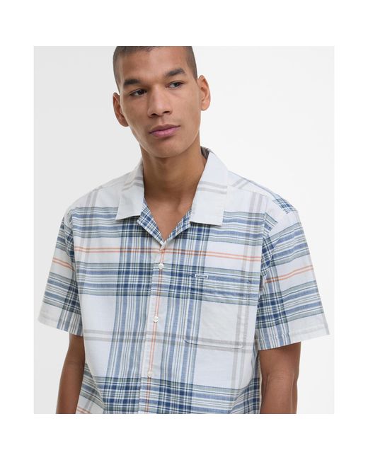 Barbour Blue Berryfell Short-Sleeve Patterned Shirt for men