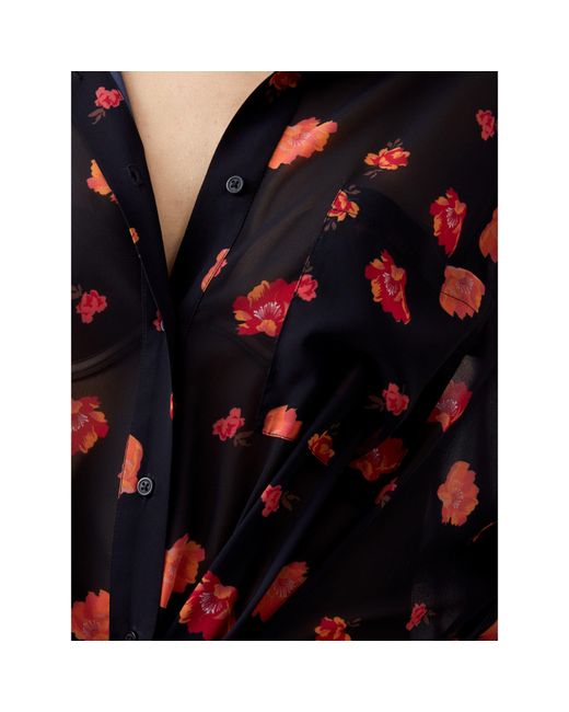 French Connection Blue Ella Long-Sleeve Patterned Shirt