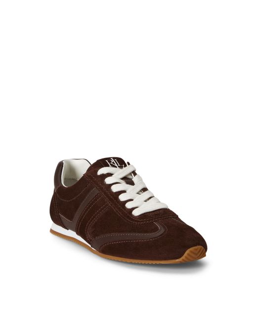 Ralph Lauren Brown Dani Suede & Leather Low-Profile Sneaker