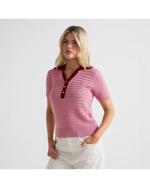 Varley Pink Short Sleeve Polo Shirt